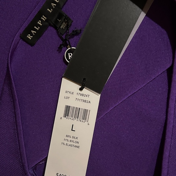 Ralph Lauren Black Label One Shoulder Asymm. Neckline Purple Blouse, Size L - Picture 11 of 15